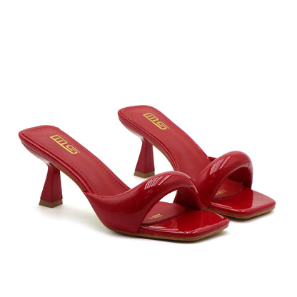 High heeled slippers 2025 Summer wear open-toed Women's sandals with thin heels 7CM Sexy red high heels Banquet shoes