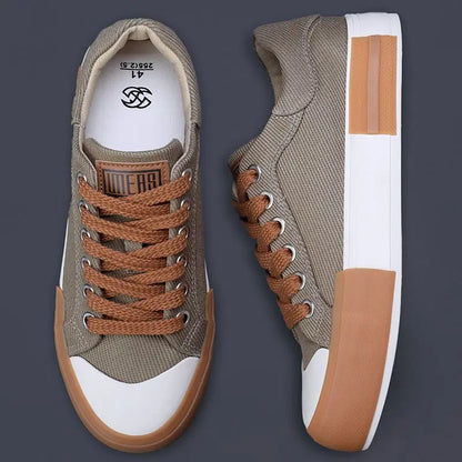 Men Canvas Shoes Casual Lace Up Sneakers Summer Fashion Breathable Vulcanize Shoes Rubber Flats Outdoor Autumn Casual Man Shoes.