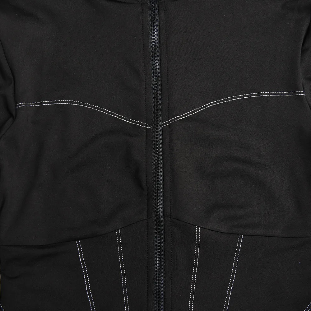 Elegant Women Zip-up O-neck Long Sleeve Jumpsuit Streetwear 2025 Summer Autumn Female Overalls One Piece Fitness Sports Bodysuit