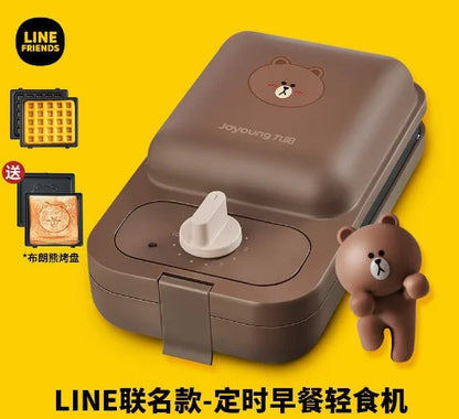 Cartoon Sandwich Machine Home Breakfast Waffle Maker Bread Machine Line Jiuyang Theme  Yellow Blue Timing Fried Eggs