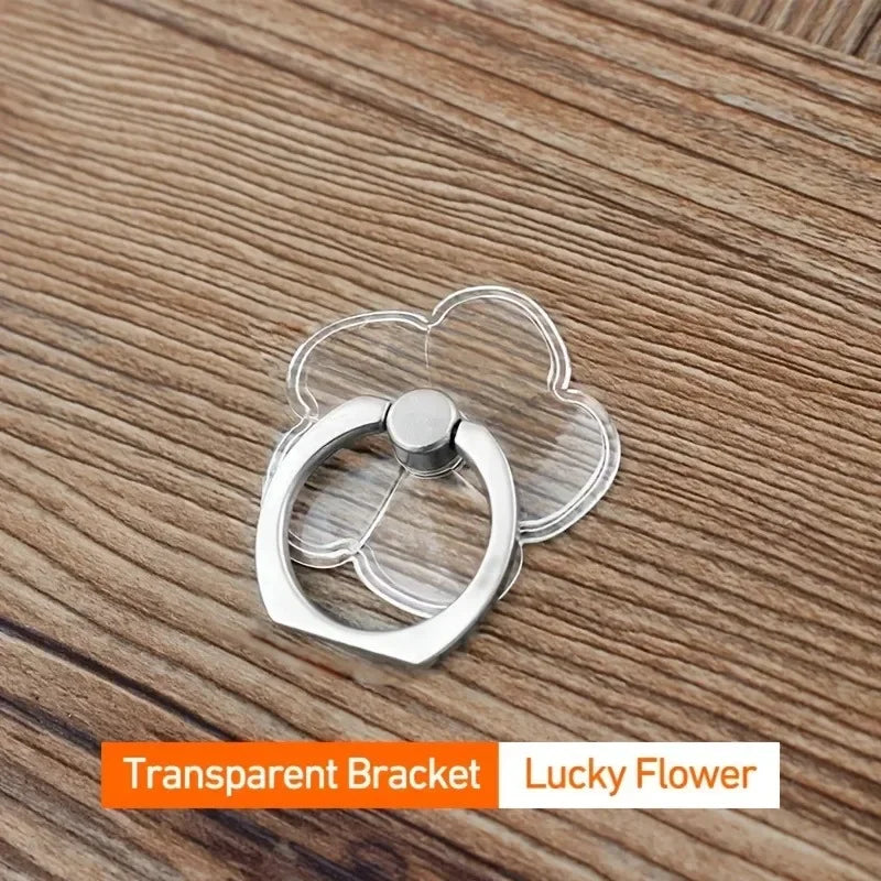 Transparent Cute Animal Round Phone Stand Foldable 360 Rotating Mobile Phone Ring Holder Smart Phone Accessories