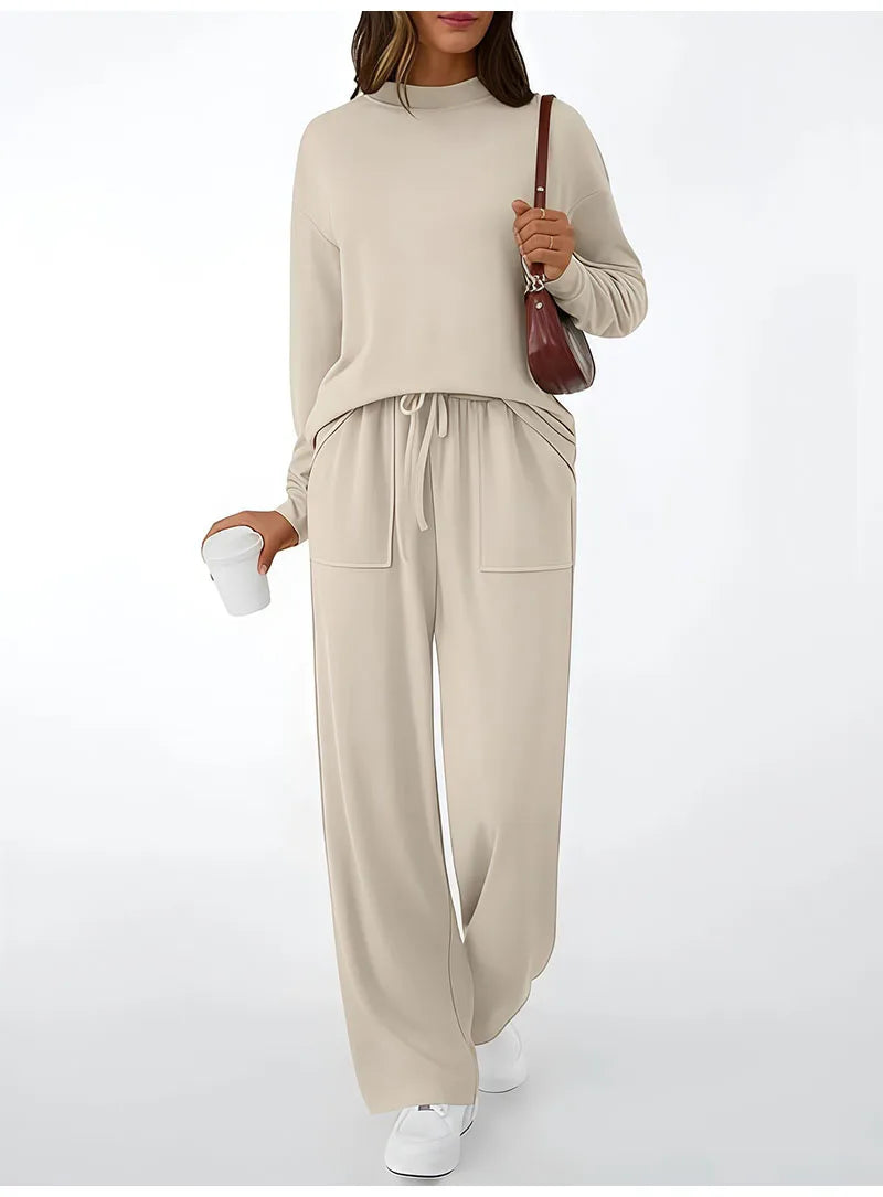 Autumn Winter Sweatshirt 2 Piece Set Women 2025 Casual Sport Long Sleeve Loose Tops And Wide Leg Pants Sets Suits Outfit.