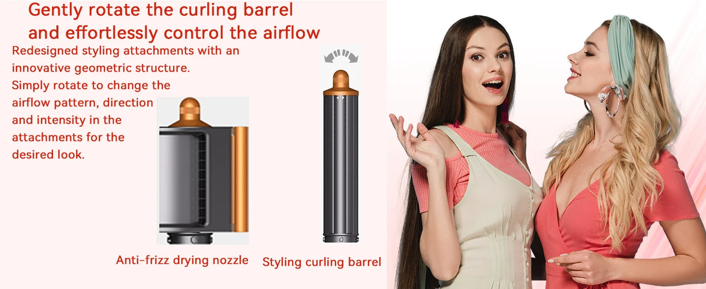 Professional 6IN1 1300W Multi-Functional Hair Styler - Dry, Straighten, Curl with Brush, Ideal for Salon & Home Use.