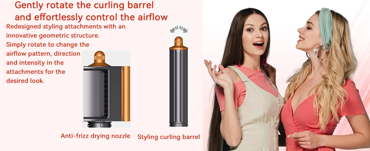 Professional 6IN1 1300W Multi-Functional Hair Styler - Dry, Straighten, Curl with Brush, Ideal for Salon & Home Use.