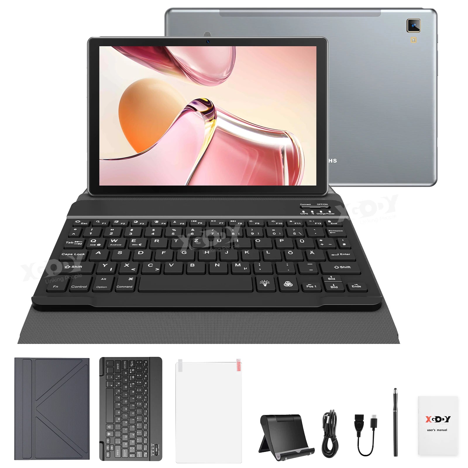 XGODY Newest P60 PRO Tablet Android 15 24GB(8+16)+256GB Octa core Dual SIM 4G LTE Free Keyboard Case/Charger 10.1 inch 8000mah.