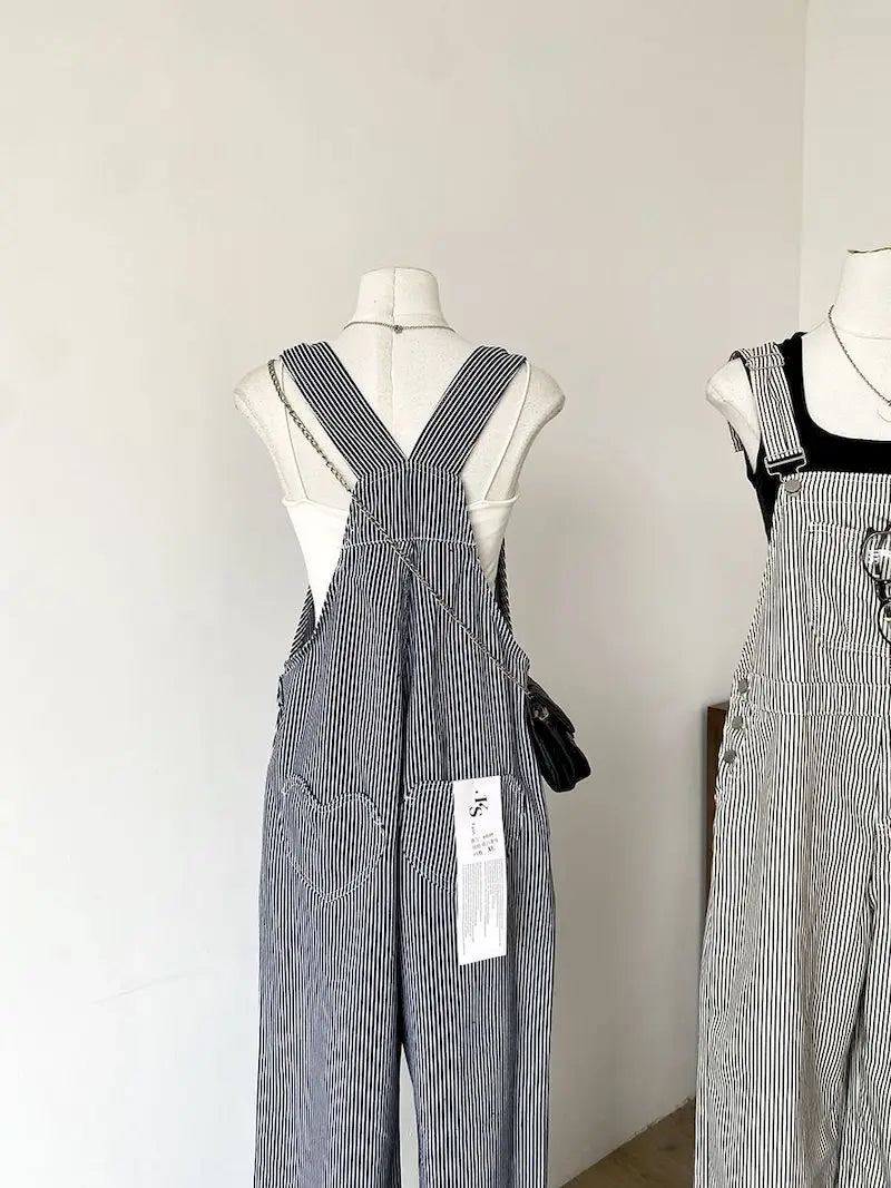 Jumpsuits Loose Casual Straight Pants American Style Jeans Vintage Artistic Rompers One Piece Outfits Autumn Women Clothing.