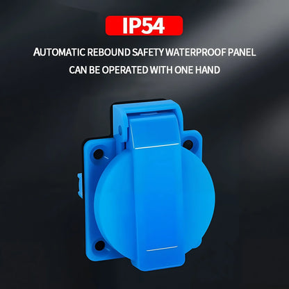 250V/16A Steckdosen IP54 Wasserdichter Industrieanschluss Panelmontage Außensteckdose 2Pin Adapter UK/EU/BR/Französisch/Deutsch.
