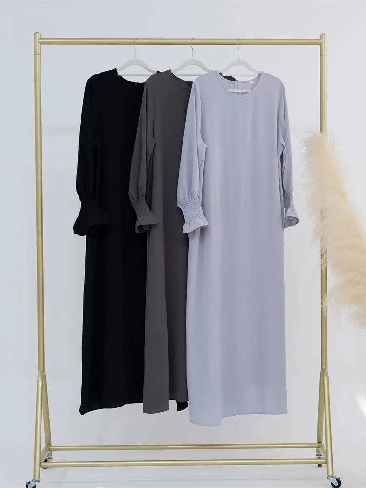 Eid Jersey Solid Modest Under Abaya Dubai 2024 Palestine Women Islamic Clothing Muslim Kaftan Inner Dresses Robe Femme Musulmane.