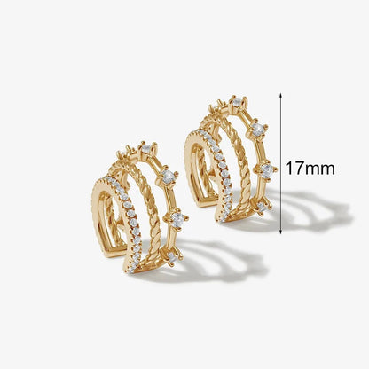 Crmya Classic Earrings for Women Zirconia Gold-plated Ear Cuff Stud Hoop Earrings Women Party Jewelry Accessories Wholesale
