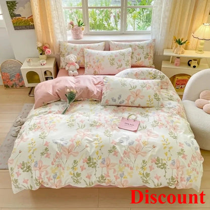 2025 new Cotton Duvet Cover Set with 2 Pillowcases 1 bed sheet - Elegant & Breathable Bedding Set,Fade-Resistant, Multiple Sizes.