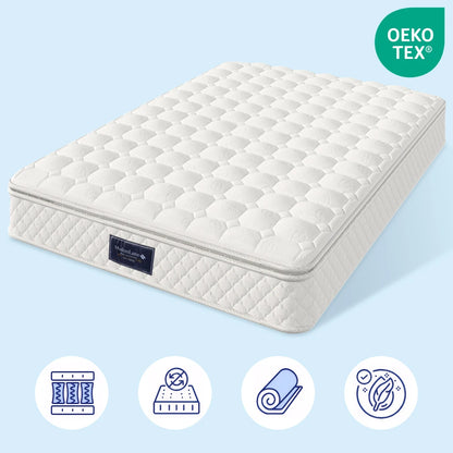 Federkernmatratze, 7 Zonen Kalschaummatratze, 140 x 200 cm, 100 % Oeko-Tex-Verschmutzung getestet, versteckte Mikrofaser-Referenztopping