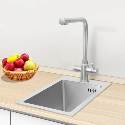 Edelstahlspüle, Küchenspüle, kleine Küchenspüle, Mini-Spüle mit Wasserhahn und Abfluss, 50 x 28 cm