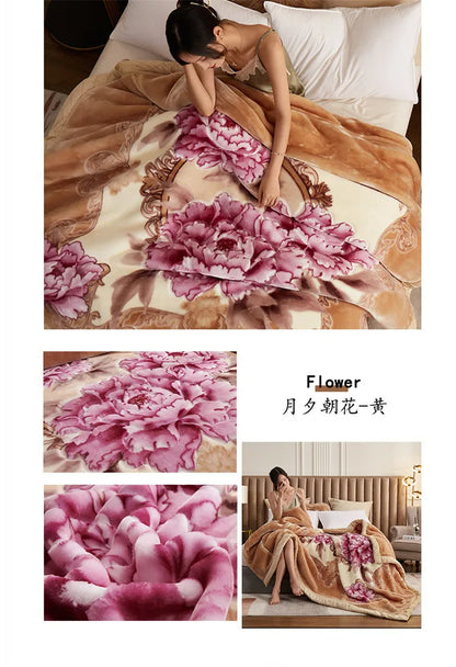 Double-layer Thick Plush Blanket Warm Skin Friendly in Winter Quilt Multiple Non Shedding Prints High Quality Bedding Article