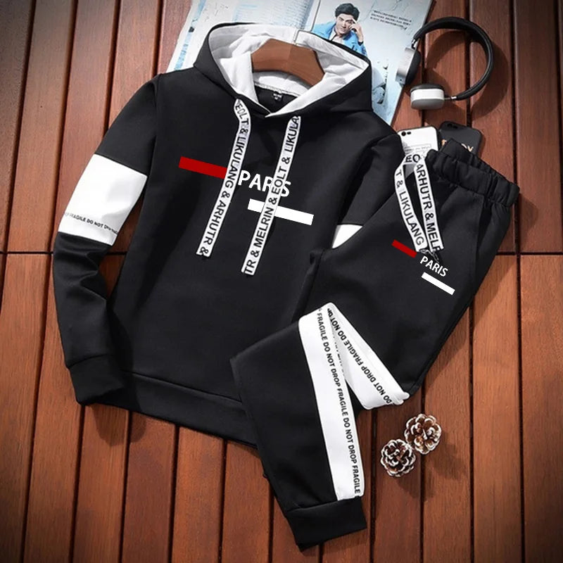 Men's Tracksuit Outdoor Quality Autumn Winter Simple Daily Casual Sports Hooded Single Sweatshirts And Sweatpant Comfort Jogging.