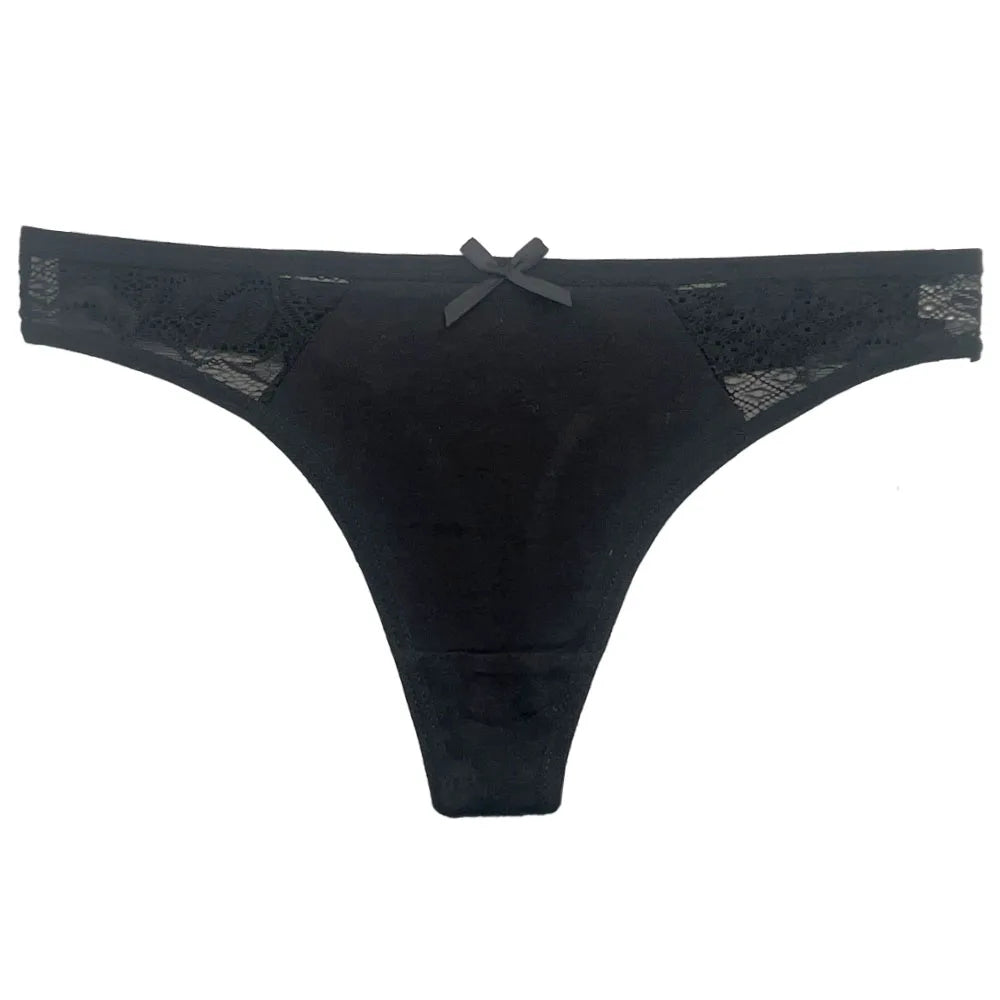 5 PCS/Set Cotton Thong Women Underwear Sexy Lace Panties Female Underpants Solid Color Panties Lingerie Low-Rise G-string.