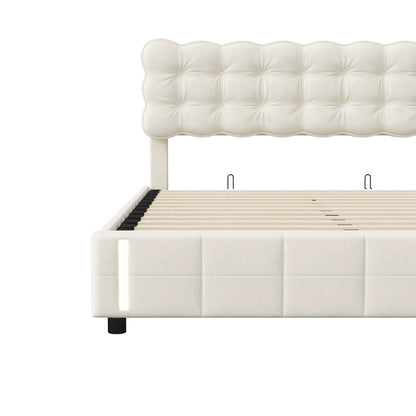 Lazyspace Polsterbett mit Kopfteil, hydraulisches Bett mit Stauraum und LED, für Jugendliche, Erwachsene, Samt, ohne Matratze, 160 x 200 cm