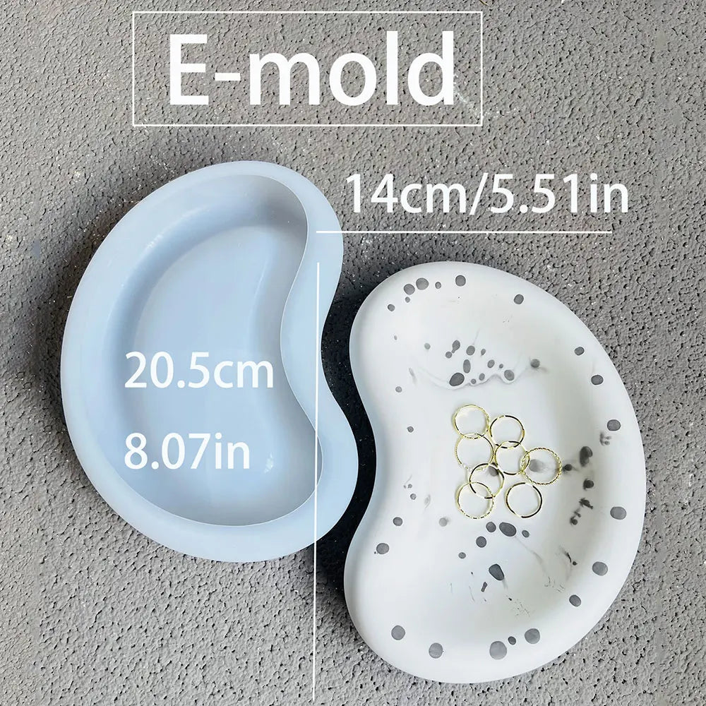 Large Cloud Tray Cement Mold Resin Butterfly Moon Pea Shaped Jewelry Display Tray Gypsum Concrete Mold for Terrazzo Creation.