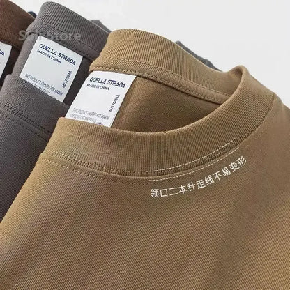 600g Heavy-duty Cotton Short Sleeved T-shirt for Men's Fashion Pure Cotton Thickened Short Sleeved Half Sleeved Tee.