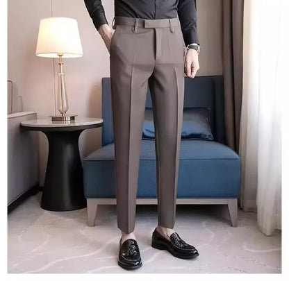 English Gentleman's Coffee Color Business Suit Pants Casual Draped Trousers For Men Fashionable Spring Autumn Small Foot.