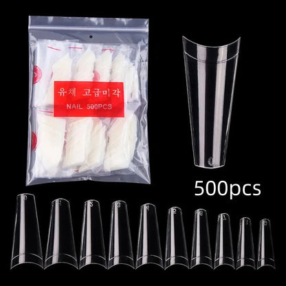 600Pcs Extra Long Hawk Curved Nail Tips Half Cover Eagle Claw Curve False Nails Extension 10 Sizes Bag Packaging for Art Salon *