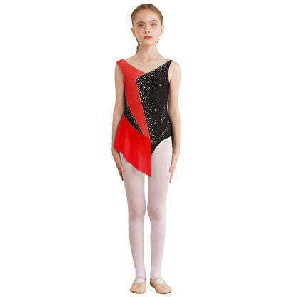 6-16Y Mädchen Ärmelloses Eiskunstlauf Trikot Kleid Ballett Rhythmische Gymnastik Lyrical Dance Body Bühne Leistung Dancewear