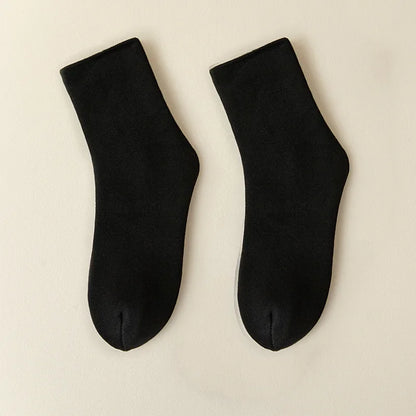 2 Pairs Men Winter Socks Warm Thicken Thermal Snow Boots Solid Color Floor Socks Soft Outdoor Anti-Cold Cashmere Socks.
