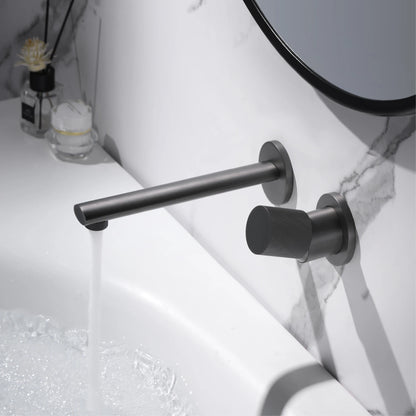 Luxury brushed gold brass wall mounted adjustable water volume bathroom faucet Embedded design for hot and cold water basin Tap