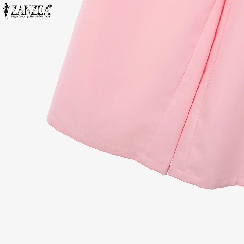 ZANZEA Women Stylish 2 Pieces Pant Sets Spaghetti Straps V-Neck Ruffled Camisole Tops & Wide Leg Pants 2pcs Suits Woman Outfits