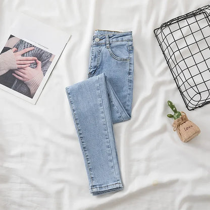 High-waisted Slimming Women's Jeans Fashionable Skinny Denim Pants Spring New Style.