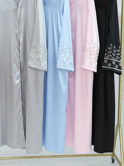 Ramadan Eid Open Beading Kimono Abaya Dubai Muslim Prayer Clothes Women Kebaya Kaftan Dress Islam Robe Arabe Femme Musulmane.