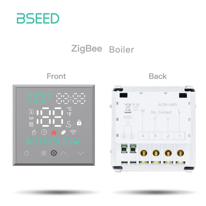 BSEED Zigbee Electric Floor Heating Thermostat LED Sensor Water Gas Boiler Smart Temperature Controller Without Frame Tuya Alexa.