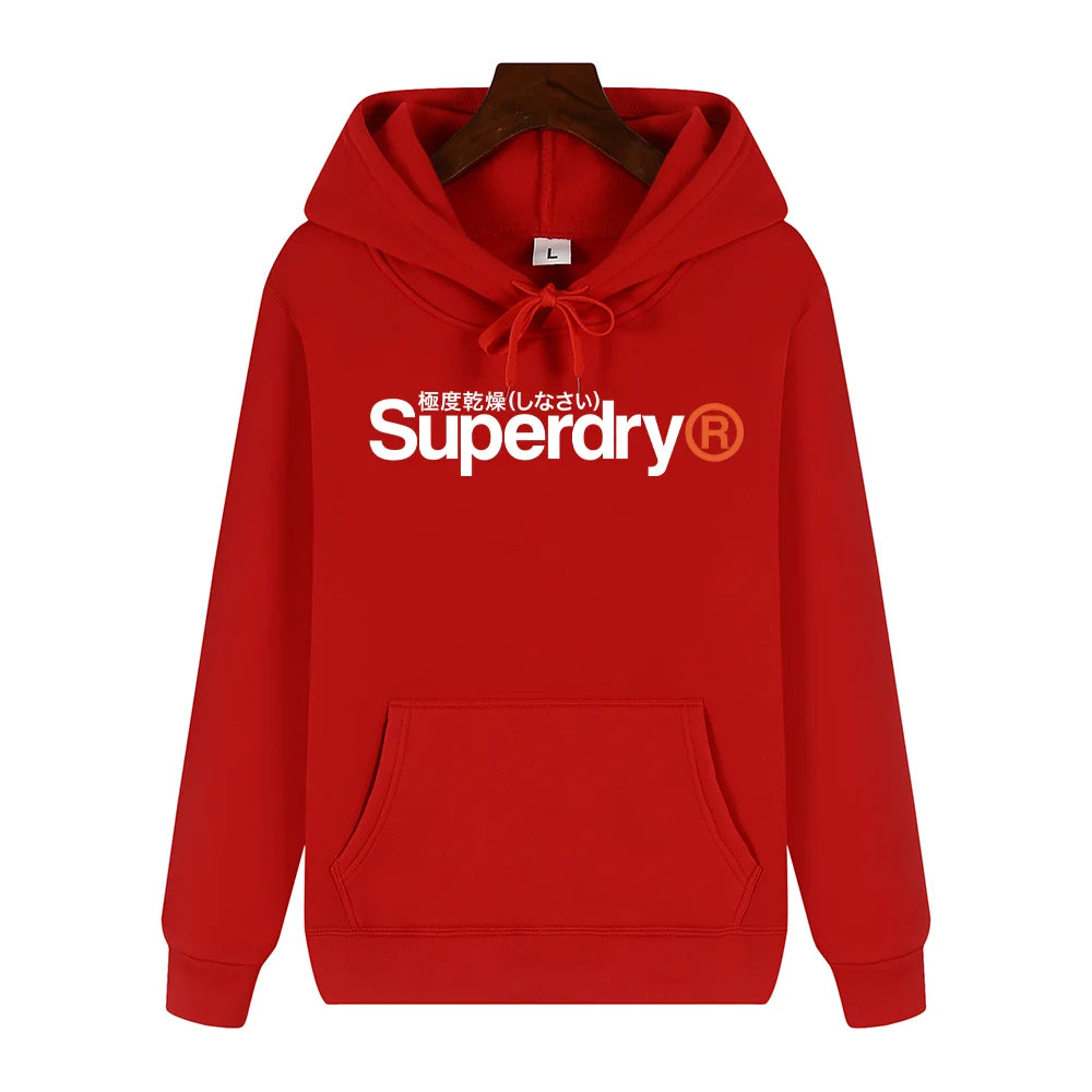 SUPERDRY Men's Autumn and Winter Fashion Brand Casual Hooded Sweatshirt Street Hip-hop Retro Sweatshirt Sports Men's Hoodie.