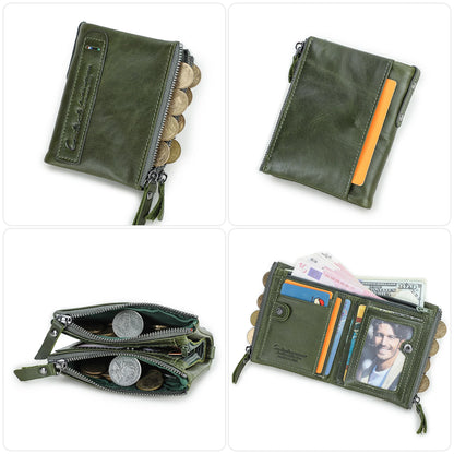 CONTACT'S Genuine Leather Short Wallets for Women Luxury Designer Coin Purse Female Money Clip Card Holder Customize Men Wallets.