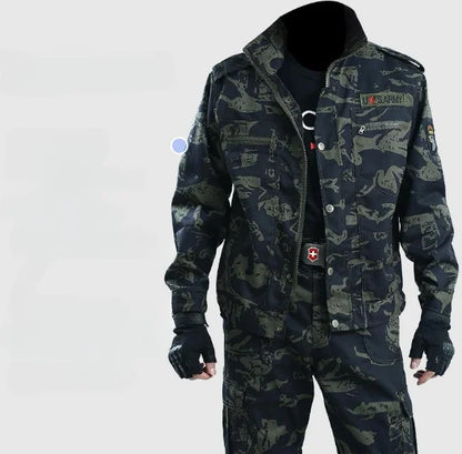 Wear-resistant camouflage suit for men and women's work clothes Spring and autumn thickened labor protection clothing, dirt resi.
