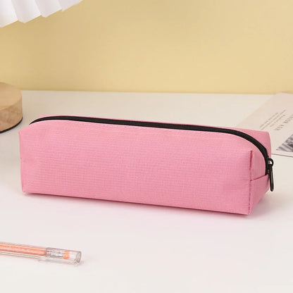 Solid Color Pencil Case Simple Pencil Bags For Student New Stationery School Supplies Kids Gift Zipper Big Cosmetic Bag.