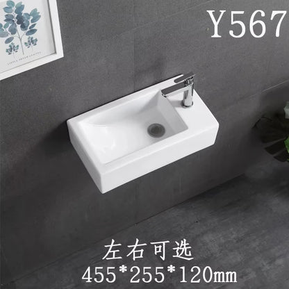 Kompaktes, an der Wand montiertes Keramikwaschbecken – kleines quadratisches Waschbecken, platzsparendes Design für Badezimmer, Balkon oder Waschtisch