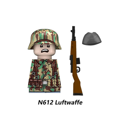 Military WWII Figure Building Blocks Accessories MP40 Rocket Launcher MG42 Officer Army Camouflage Soldier Pzf 98K Toy Gift N029