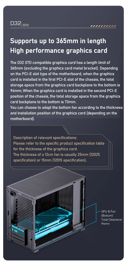 Jonsbo D32 STD/PRO Black MATX Desktop Small Case Support ATX/SFX Power Supply 240 Water Cooling Computer Office PC Case.