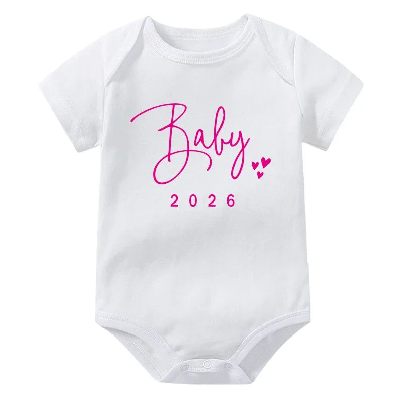 Baby-Ankündigung, bald, 2026, Strampler für Neugeborene, Sommer, Jungen- und Mädchen-Body, Körper, Schwangerschafts-Enthüllung, Kleidung, Säuglingsoverall.