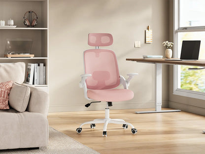 WOLTU Ergonomischer Netz-Bürostuhl, anhebbarer Gaming-Stuhl mit Kopfstütze, verstellbare Lordosenstütze, drehbarer Computerstuhl mit hoher Rückenlehne