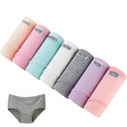 7Pcs/Lot Women's Panties Cotton Plus Size Underwear Girls Briefs Breathable Solid Color Panty Underpant Female Lingerie M-4XL.