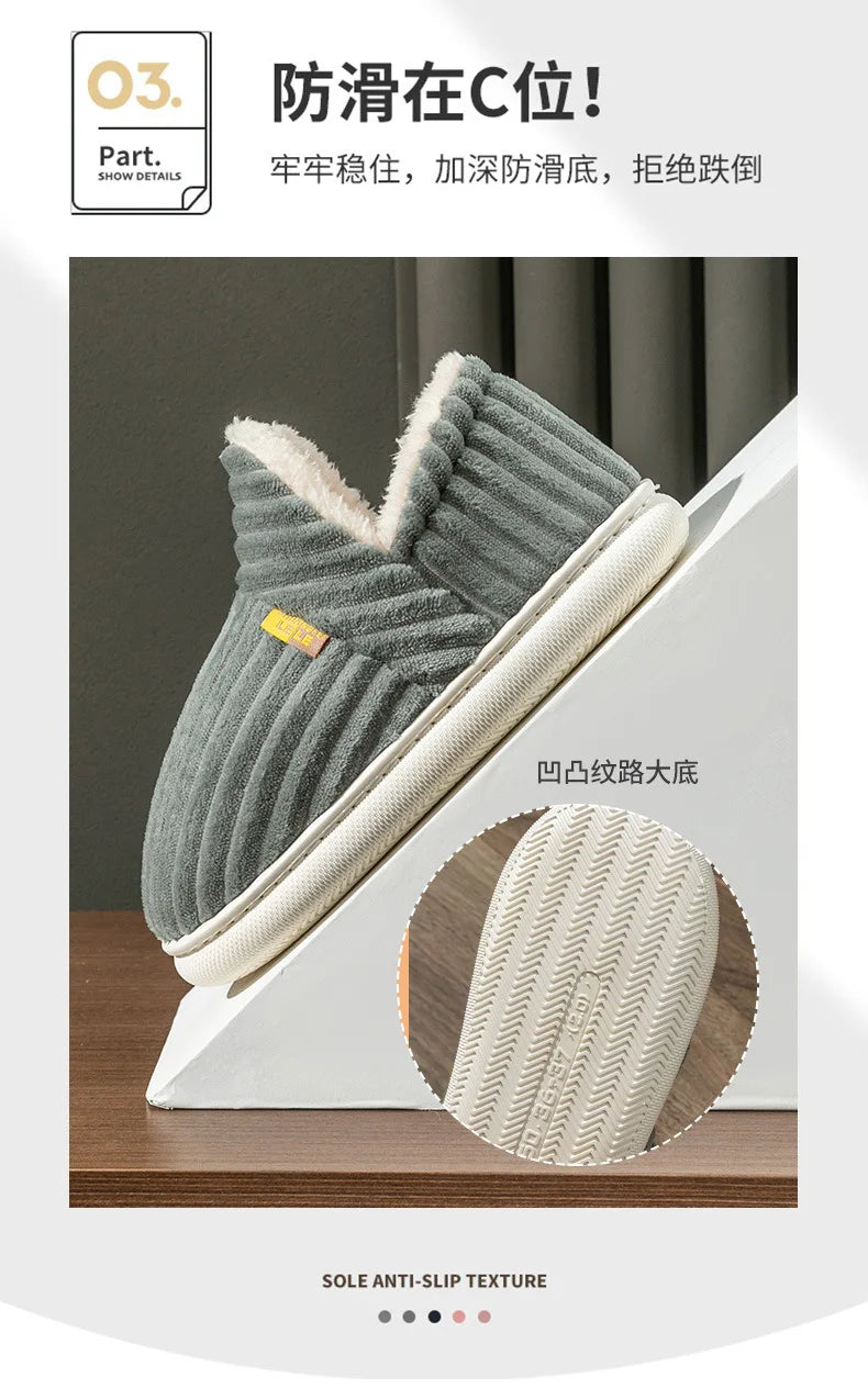 Litfun Warm Plush Fur Slippers For Women Men Winter Indoor Fluffy Warm Fuzzy House Slippers Outdoor Fuzzy Soft Furry Slippers.