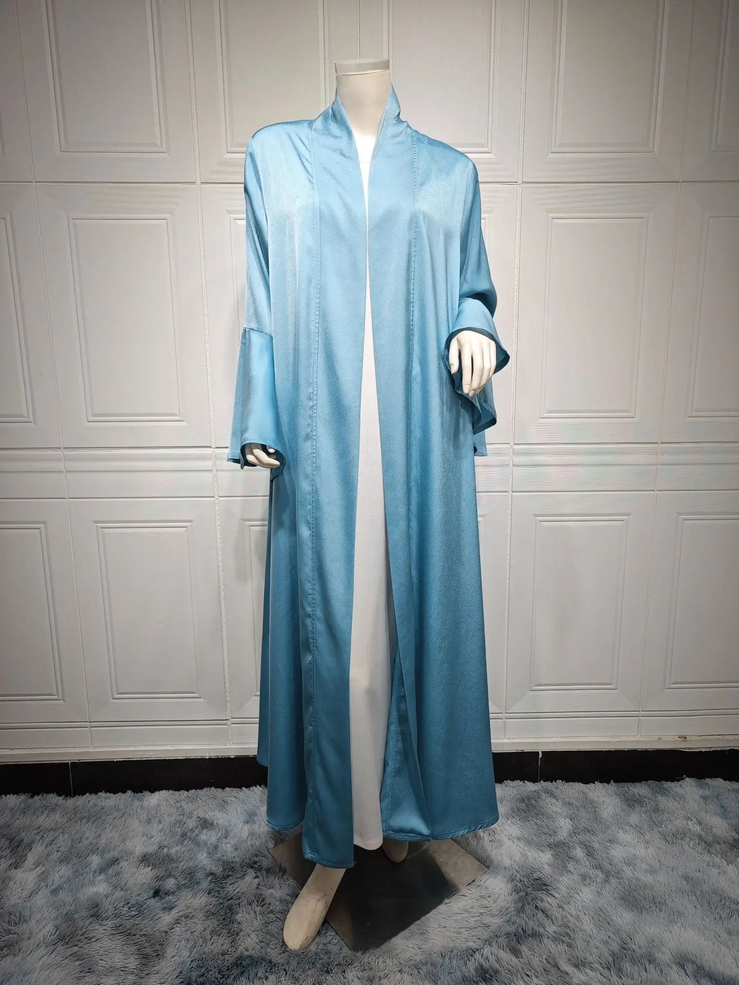 Eid Ramadan Open Abaya Dubai Luxury Elegant Ruffle Sleeve Solid Color Shawl Cardigan Kebaya Kaftan Robe Clothing Caftan Femme