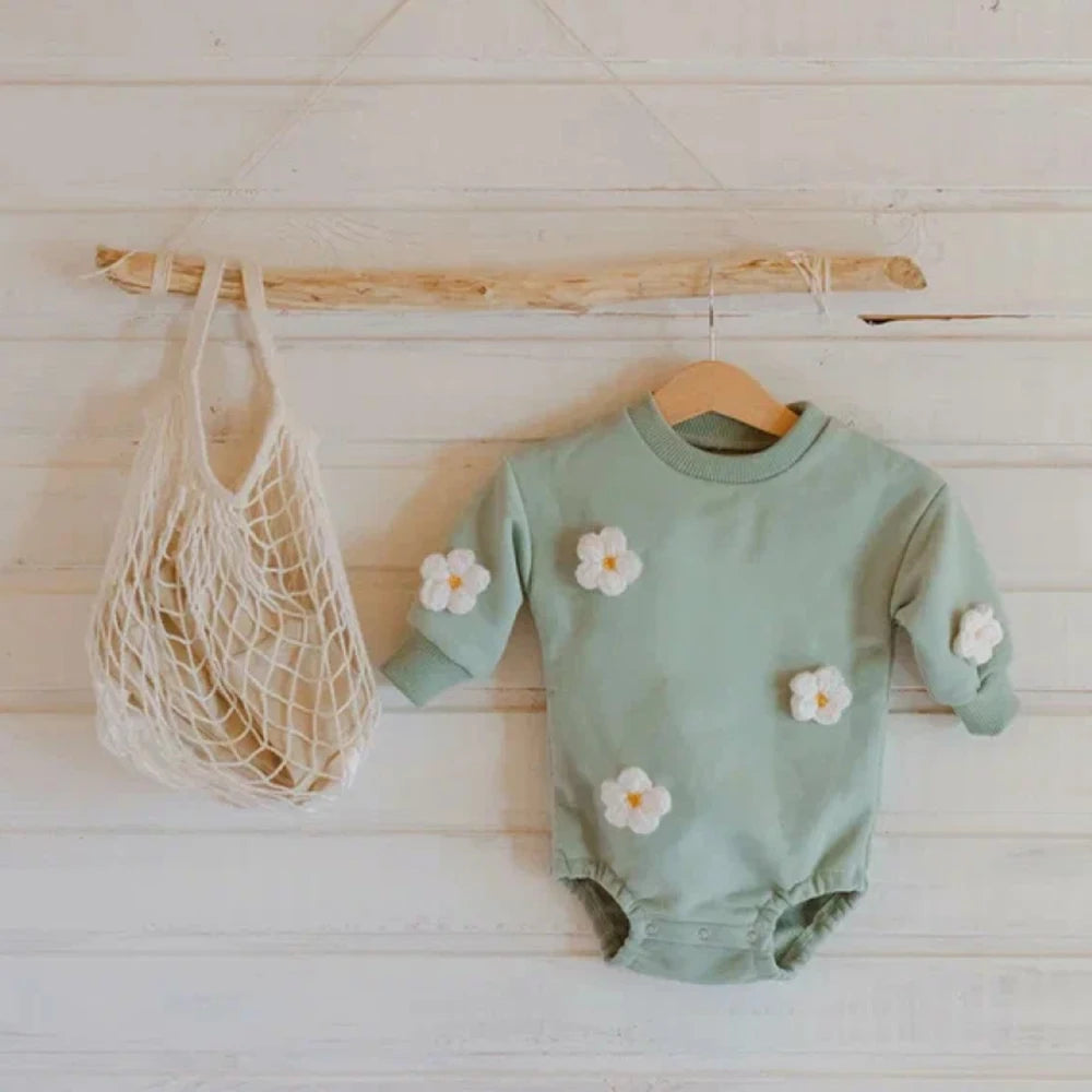 2024 Frühling Baby Kleidung Blumen Sweatshirt Stram pler Baby Mädchen Jungen Langarm Bodysuit Kleidung Neugeborene 0-12 Monate 24m Overall.