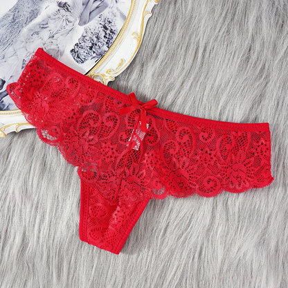 Sexy Lace Thong Women Low Waist Panties Transparent Underwear Hollow Out Female Lingerie Elasticity Comfortable Underpants.