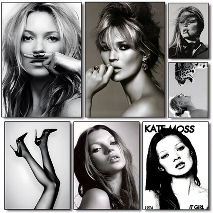 Kate Moss Fashion Modern Art Poster HD art sticky wall waterproof home living room bedroom bar aesthetic decoration.