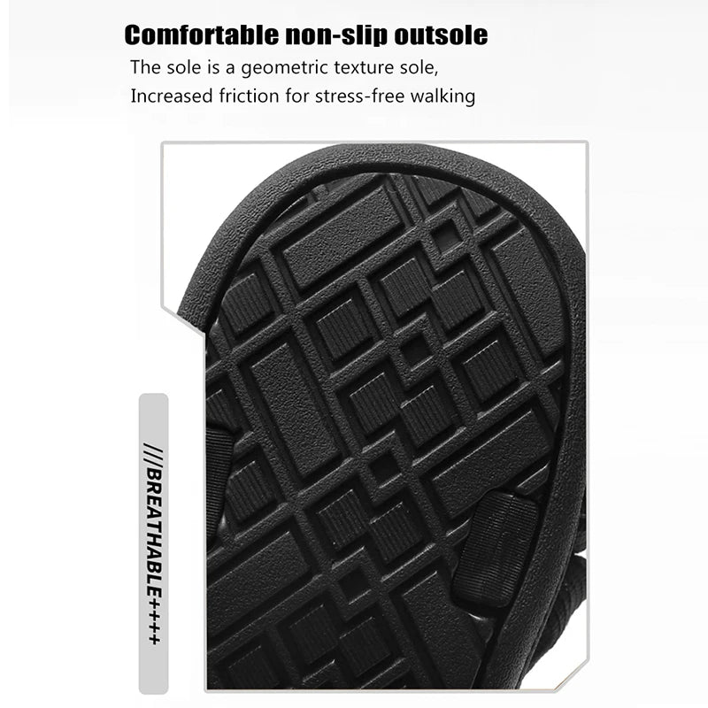 Classic Black Men Sport Sandals Summer Leisure Beach Holiday Sandals Outdoor Antiskid Breathable Flat Sandals Shoes.