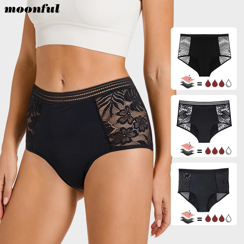 High Waist Period Underwear Lace Mesh Menstrual Panties Women Menstrual Cycle Absorbent Underwear Girl Panties for Monthly.