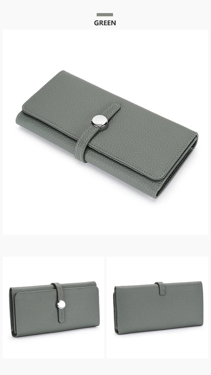 Genuine Leather Wallet Women Long Clutch Fashion Luxury Brand Ladies Purses Card Holder Zipper Coin Pocket High Quality Billfold
