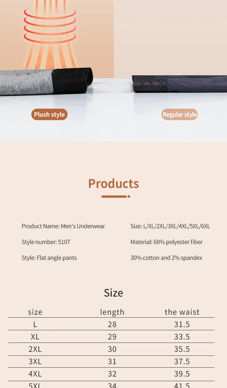 3er-Pack warme Unterwäsche für Herren, Samt und verdickt, Herren-Boxershorts, kältebeständige Shorts für Herbst und Winter, Sport für Jungen